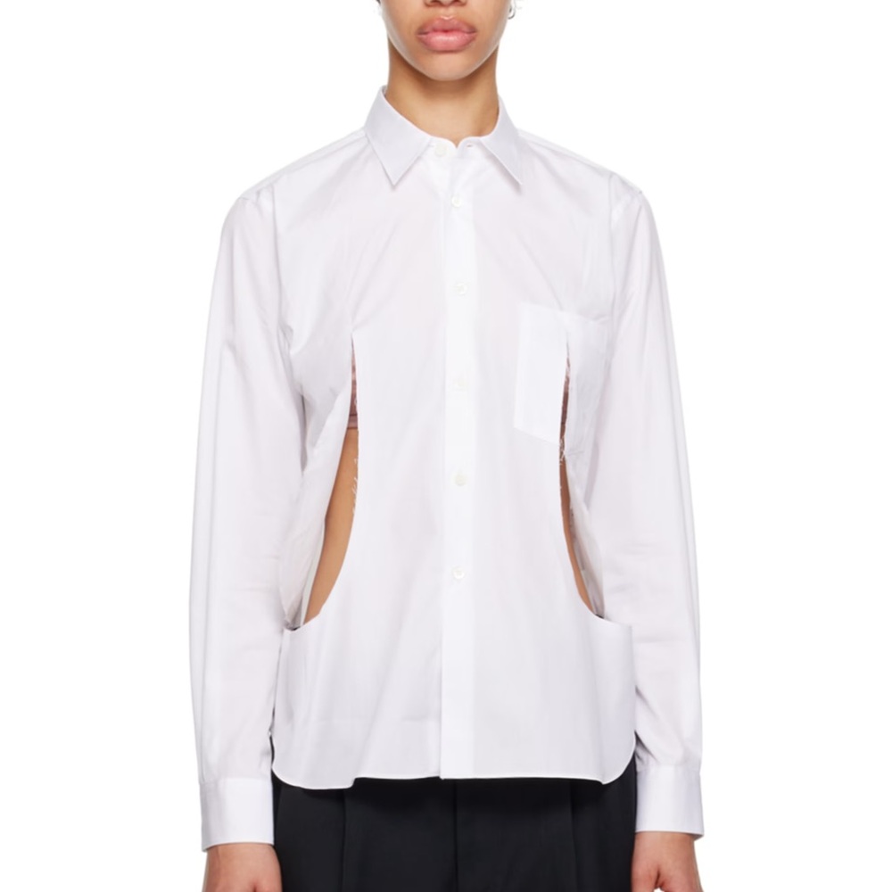 Men's White Cut-Out Shirt